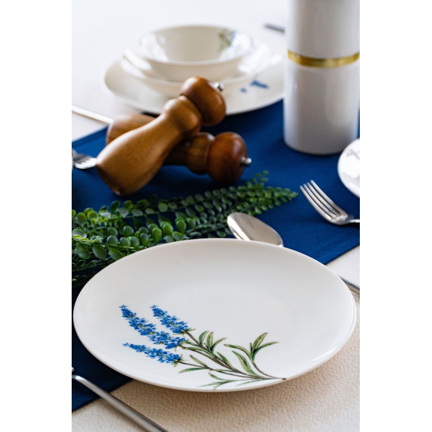 Juego de vajilla de 18 piezas de porcelana — blanco/azul/verde