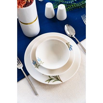 Juego de vajilla de 18 piezas de porcelana — blanco/azul/verde