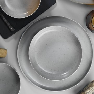 Juego de vajilla de 18 piezas gris/porcelana