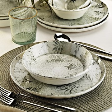 Juego de vajilla de 18 piezas gris/porcelana