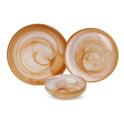 Juego de vajilla de 18 piezas, naranja/vidrio