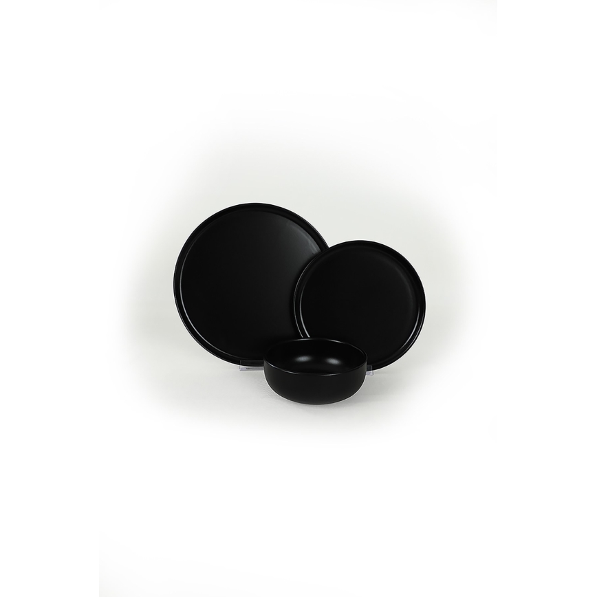 Juego de vajilla de 18 piezas negro/cerámica