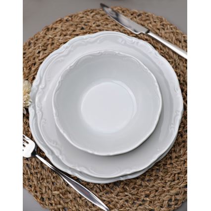 Juego de vajilla de 18 piezas, porcelana blanca