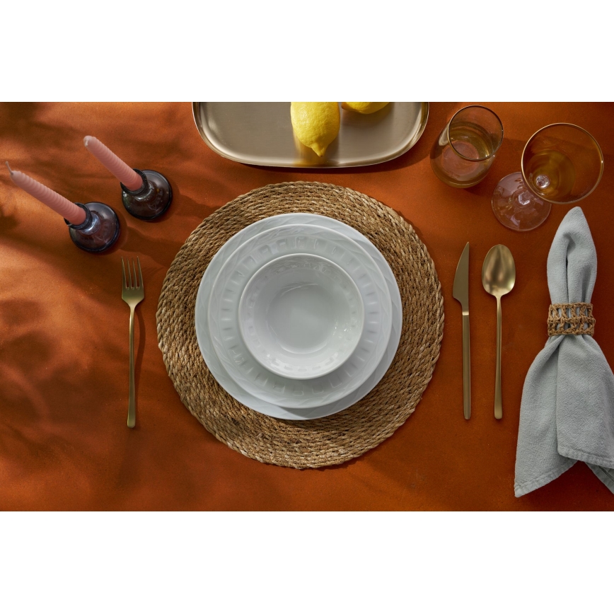 Juego de vajilla de 18 piezas, porcelana blanca