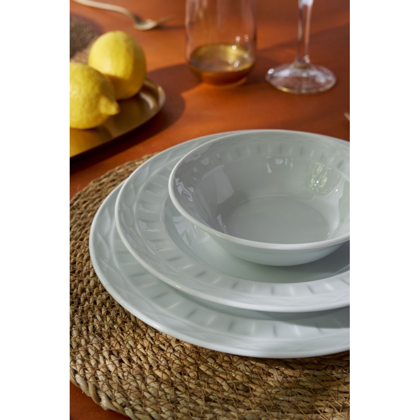 Juego de vajilla de 18 piezas, porcelana blanca