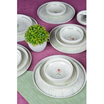 Juego de vajilla de 18 piezas, porcelana, color verde