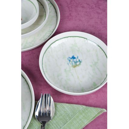 Juego de vajilla de 18 piezas, porcelana, color verde