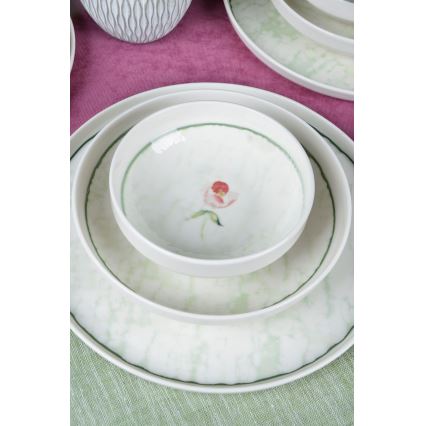 Juego de vajilla de 18 piezas, porcelana, color verde