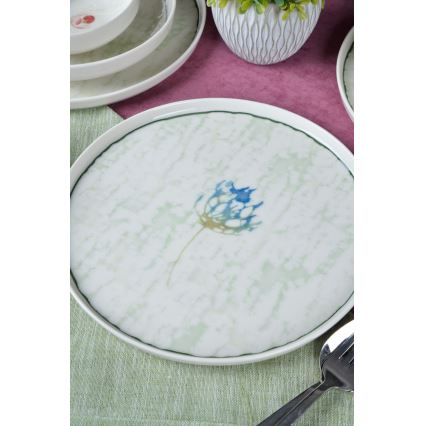 Juego de vajilla de 18 piezas, porcelana, color verde