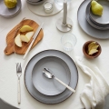 Juego de vajilla de 18 piezas, porcelana gris