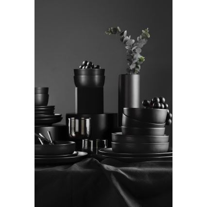 Juego de vajilla de 18 piezas, porcelana negra