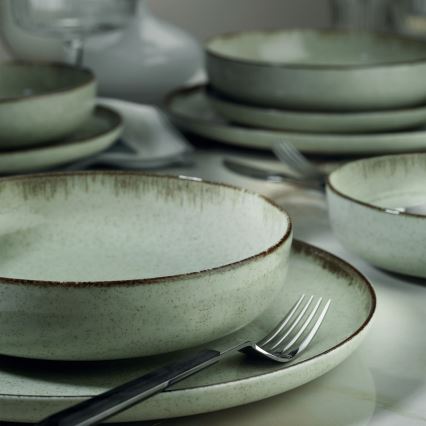 Juego de vajilla de 18 piezas verde/porcelana