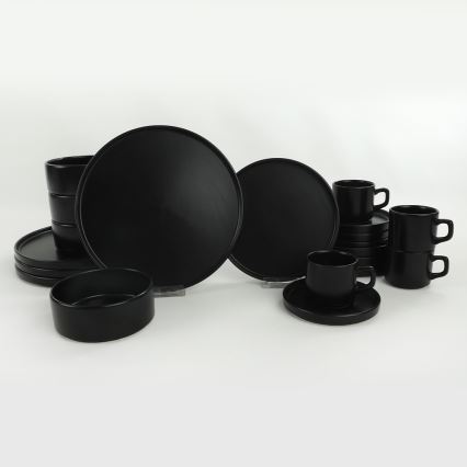 Juego de vajilla de 20 piezas negra/gres