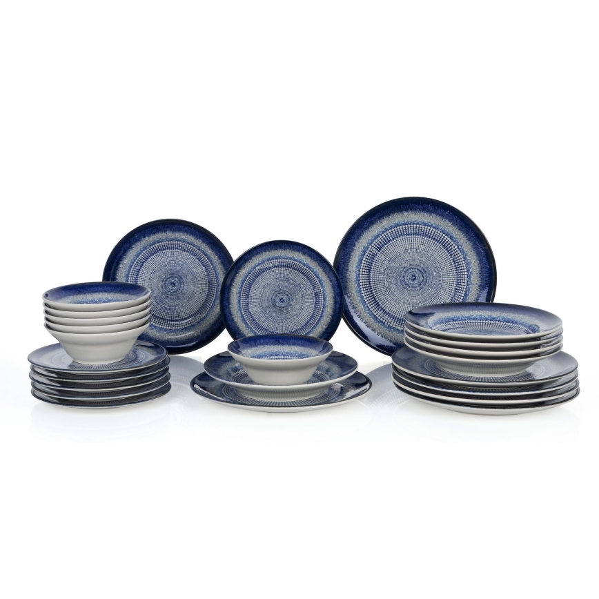 Juego de vajilla de 24 piezas azul/cerámica