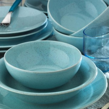 Juego de vajilla de 24 piezas, azul/porcelana