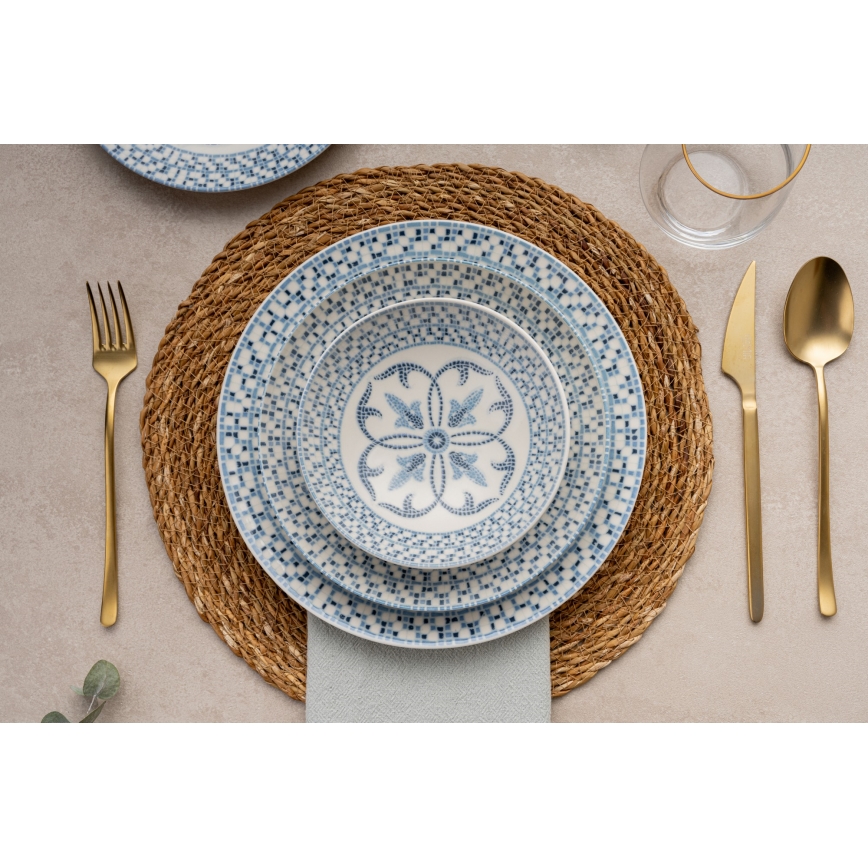 Juego de vajilla de 24 piezas azul/porcelana