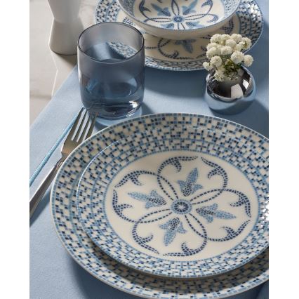 Juego de vajilla de 24 piezas azul/porcelana