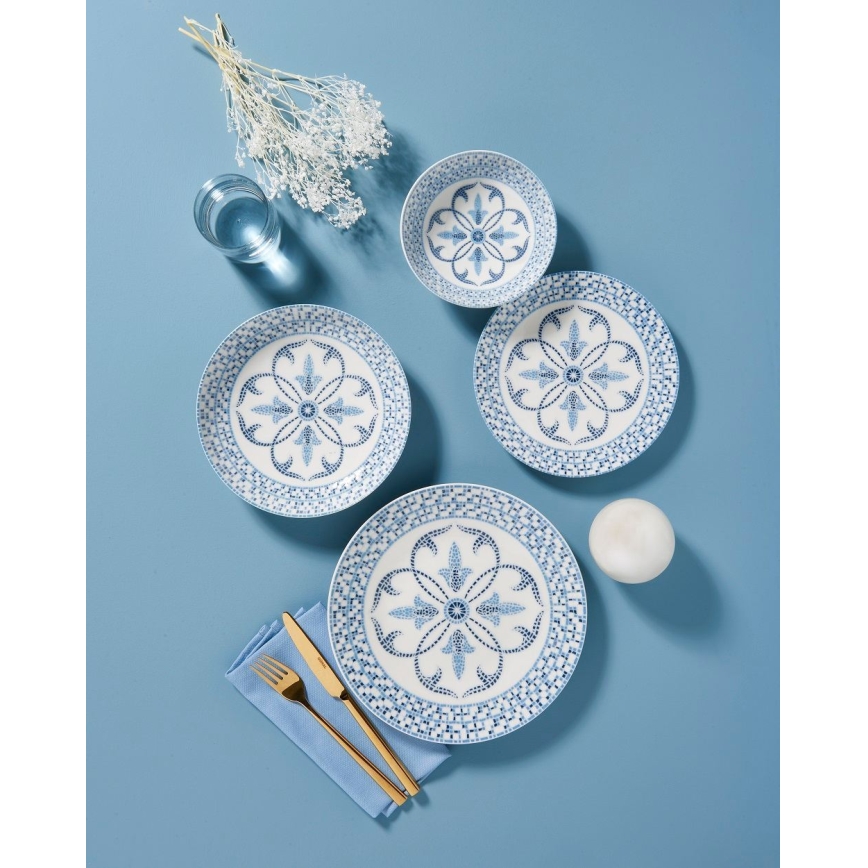 Juego de vajilla de 24 piezas azul/porcelana