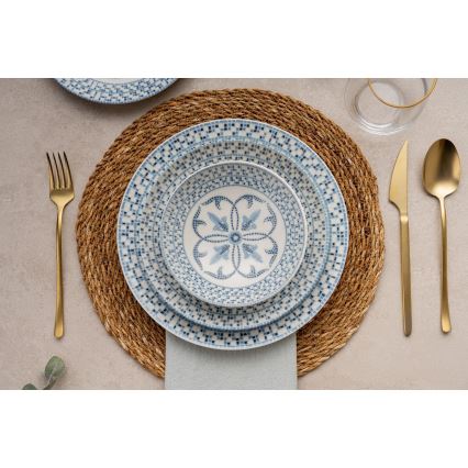 Juego de vajilla de 24 piezas azul/porcelana