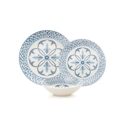 Juego de vajilla de 24 piezas azul/porcelana