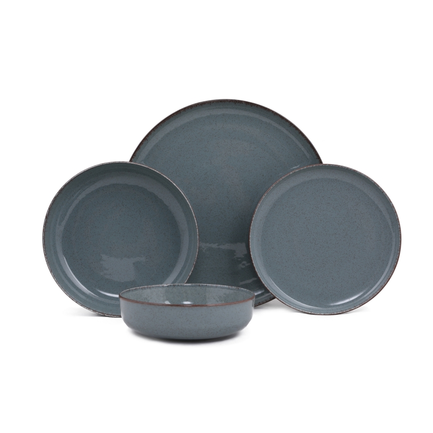 Juego de vajilla de 24 piezas, azul/porcelana