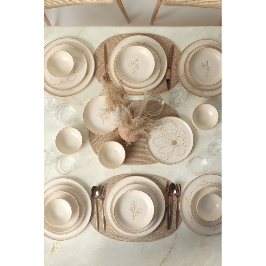 Juego de vajilla de 24 piezas beige/cerámica