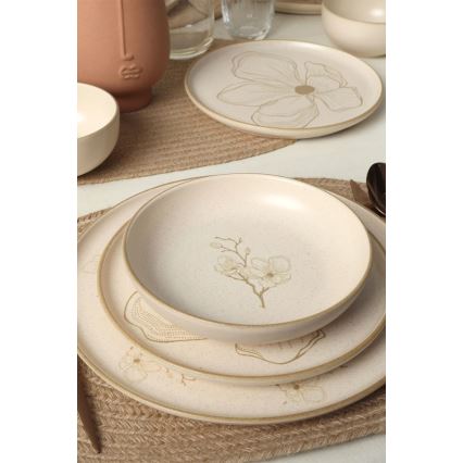 Juego de vajilla de 24 piezas beige/cerámica