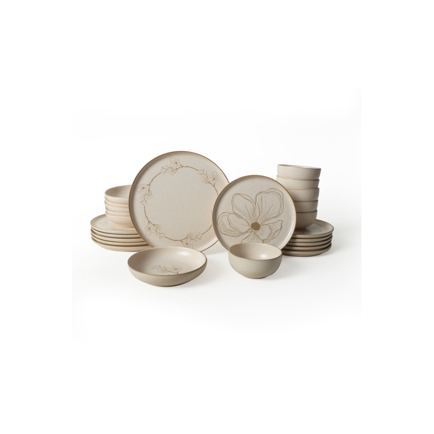 Juego de vajilla de 24 piezas beige/cerámica