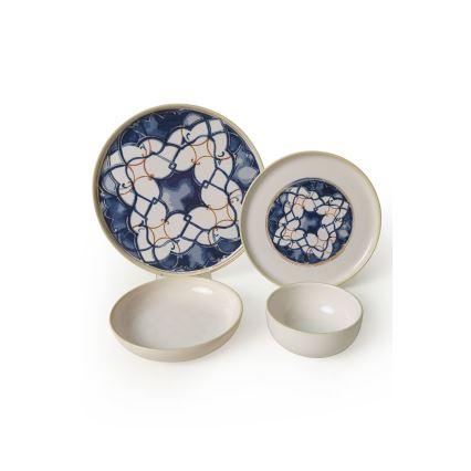 Juego de vajilla de 24 piezas blanco/azul/cerámica
