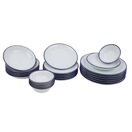 Juego de vajilla de 24 piezas blanco/azul/porcelana