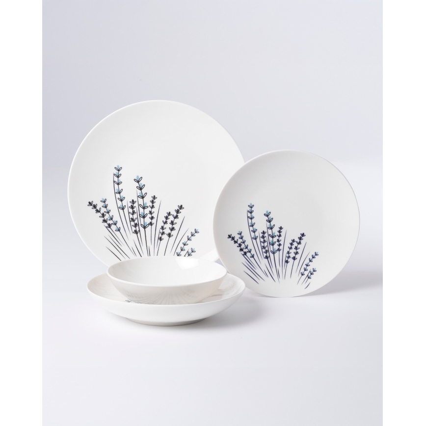 Juego de vajilla de 24 piezas blanco/azul/porcelana