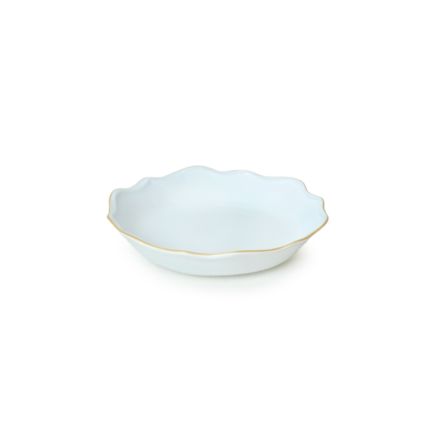 Juego de vajilla de 24 piezas blanco/dorado/gres