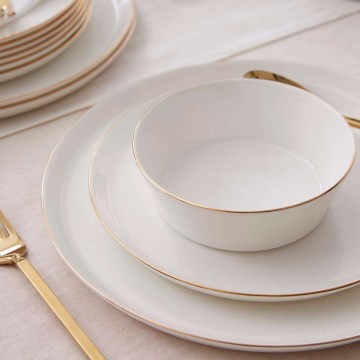 Juego de vajilla de 24 piezas blanco/dorado/porcelana
