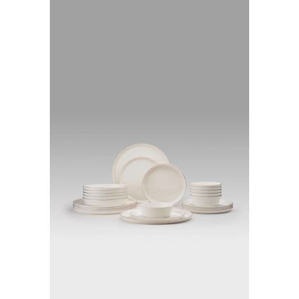 Juego de vajilla de 24 piezas blanco/dorado/porcelana