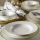Juego de vajilla de 24 piezas blanco/dorado/porcelana