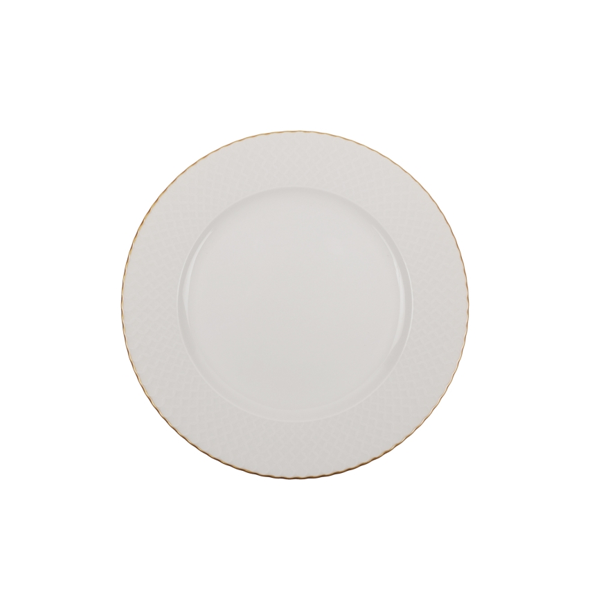 Juego de vajilla de 24 piezas blanco/dorado/porcelana