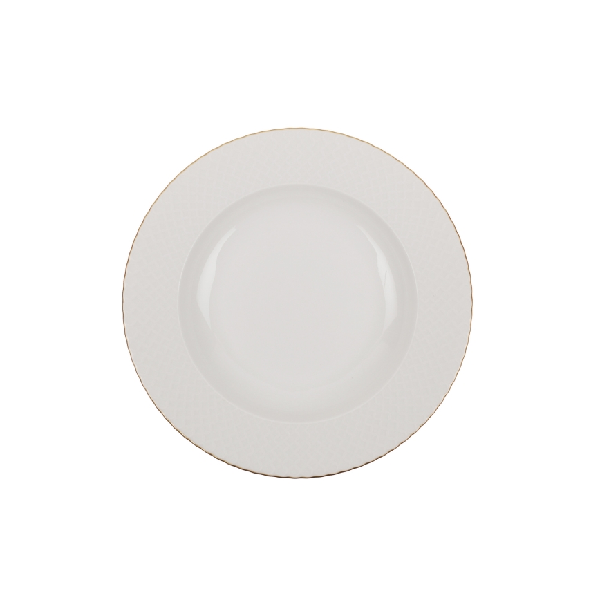 Juego de vajilla de 24 piezas blanco/dorado/porcelana