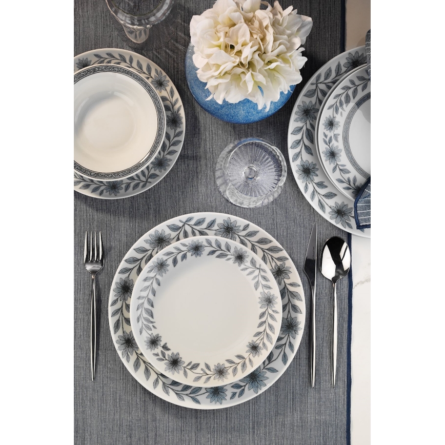 Juego de vajilla de 24 piezas blanco/gris/porcelana