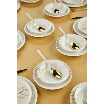 Juego de vajilla de 24 piezas blanco/naranja/cerámica