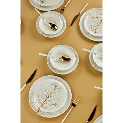 Juego de vajilla de 24 piezas blanco/naranja/cerámica