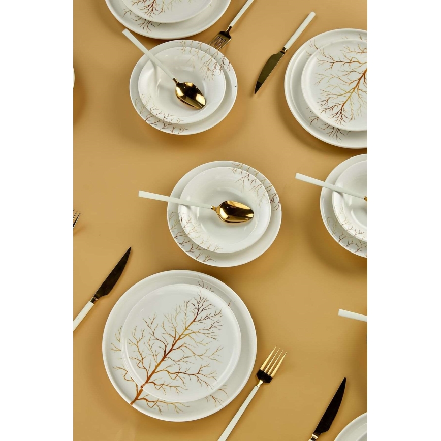 Juego de vajilla de 24 piezas blanco/naranja/cerámica