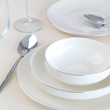 Juego de vajilla de 24 piezas blanco/plata/porcelana