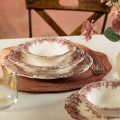 Juego de vajilla de 24 piezas blanco/rosa/porcelana