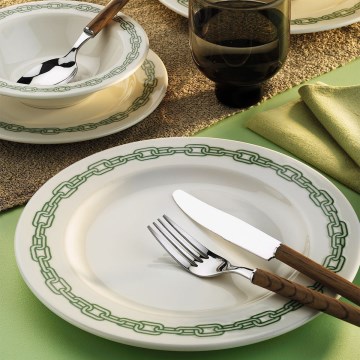 Juego de vajilla de 24 piezas blanco/verde/porcelana