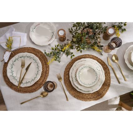 Juego de vajilla de 24 piezas blanco/verde/porcelana