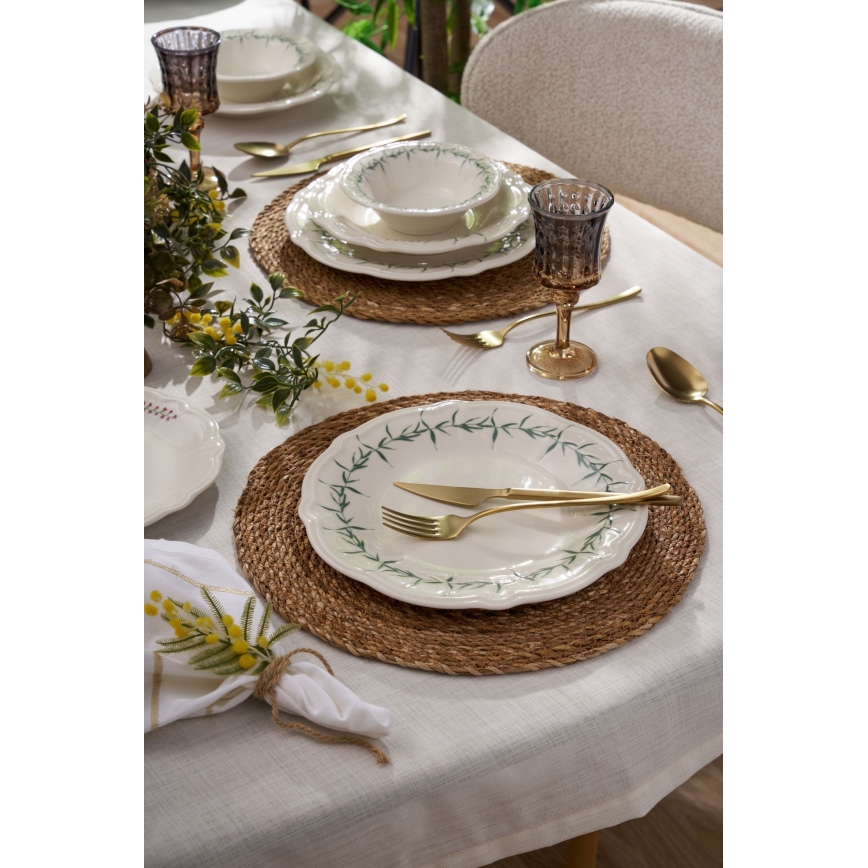 Juego de vajilla de 24 piezas blanco/verde/porcelana