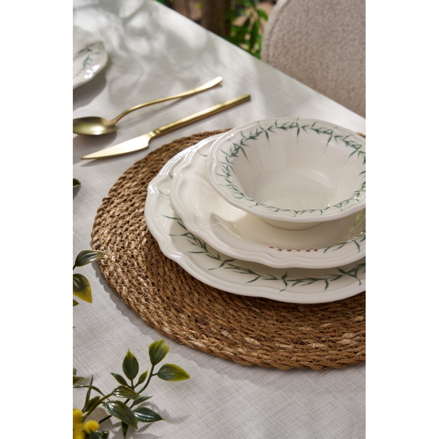 Juego de vajilla de 24 piezas blanco/verde/porcelana