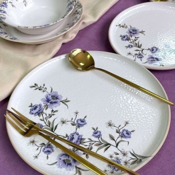 Juego de vajilla de 24 piezas blanco/violeta/cerámica