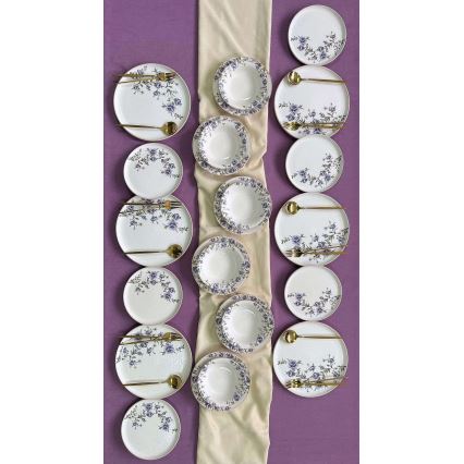 Juego de vajilla de 24 piezas blanco/violeta/cerámica