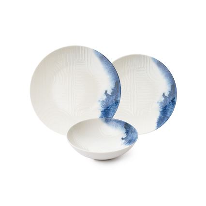 Juego de vajilla de 24 piezas crema/azul/porcelana